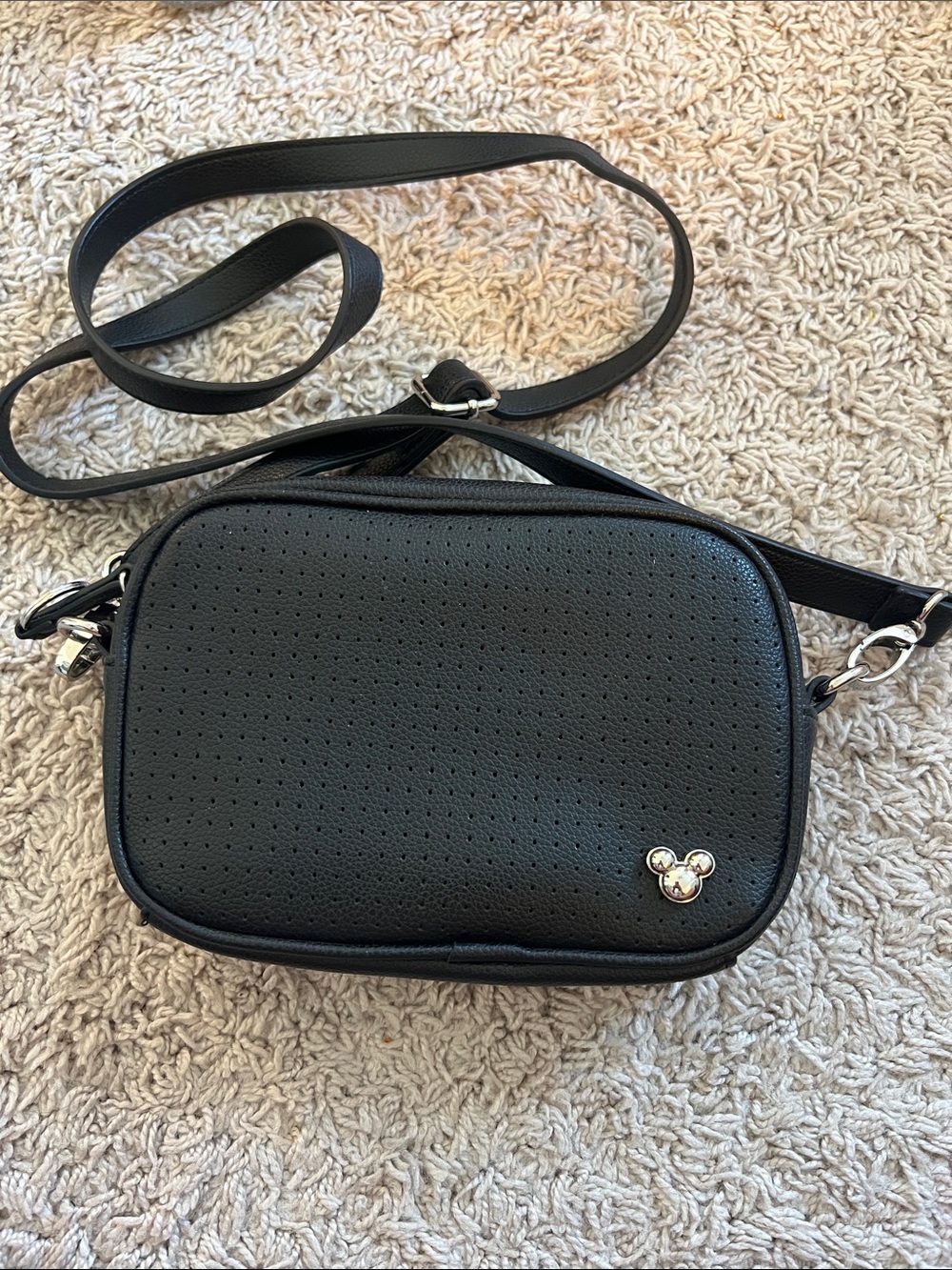 Walt Disney World Black Crossbody Bag/ Belt Bag with Mickey Charm